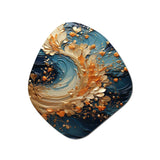 Golden Sapphire Surge I - Asymmetric Metal Wall Art