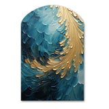 Gold Teal Ocean Spiral I - Asymmetric Metal Wall Art