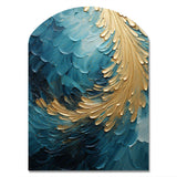 Gold Teal Ocean Spiral I - Asymmetric Metal Wall Art