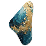 Gold Teal Ocean Spiral I - Asymmetric Metal Wall Art