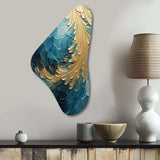 Gold Teal Ocean Spiral I - Asymmetric Metal Wall Art