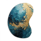 Gold Teal Ocean Spiral I - Asymmetric Metal Wall Art