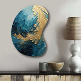 Gold Teal Ocean Spiral I - Asymmetric Metal Wall Art