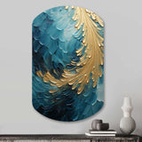 Gold Teal Ocean Spiral I - Asymmetric Metal Wall Art