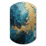 Gold Teal Ocean Spiral I - Asymmetric Metal Wall Art