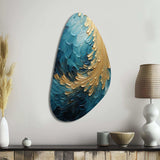 Gold Teal Ocean Spiral I - Asymmetric Metal Wall Art