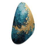 Gold Teal Ocean Spiral I - Asymmetric Metal Wall Art