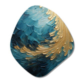 Gold Teal Ocean Spiral I - Asymmetric Metal Wall Art