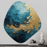 Gold Teal Ocean Spiral I - Asymmetric Metal Wall Art