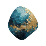 Gold Teal Ocean Spiral I - Asymmetric Metal Wall Art