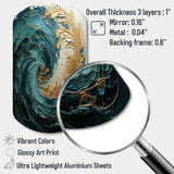 Gold Teal Ocean Spiral V - Asymmetric Metal Wall Art