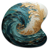 Gold Teal Ocean Spiral V - Asymmetric Metal Wall Art