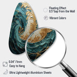 Gold Teal Ocean Spiral V - Asymmetric Metal Wall Art