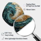 Gold Teal Ocean Spiral V - Asymmetric Metal Wall Art