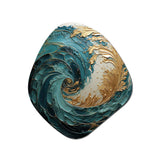 Gold Teal Ocean Spiral V - Asymmetric Metal Wall Art