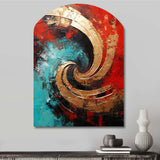 Red Blue Majestic Motion Spiral III - Asymmetric Metal Wall Art