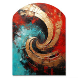 Red Blue Majestic Motion Spiral III - Asymmetric Metal Wall Art