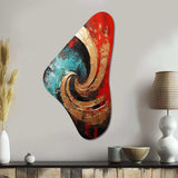 Red Blue Majestic Motion Spiral III - Asymmetric Metal Wall Art