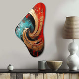 Red Blue Majestic Motion Spiral III - Asymmetric Metal Wall Art