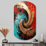 Red Blue Majestic Motion Spiral III - Asymmetric Metal Wall Art