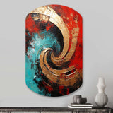 Red Blue Majestic Motion Spiral III - Asymmetric Metal Wall Art