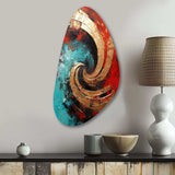 Red Blue Majestic Motion Spiral III - Asymmetric Metal Wall Art