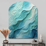 Aqua Blue And White Serenity Swirl I - Asymmetric Metal Wall Art