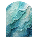 Aqua Blue And White Serenity Swirl I - Asymmetric Metal Wall Art