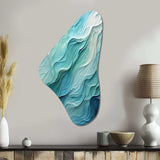 Aqua Blue And White Serenity Swirl I - Asymmetric Metal Wall Art