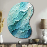 Aqua Blue And White Serenity Swirl I - Asymmetric Metal Wall Art