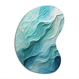 Aqua Blue And White Serenity Swirl I - Asymmetric Metal Wall Art