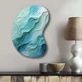 Aqua Blue And White Serenity Swirl I - Asymmetric Metal Wall Art