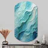 Aqua Blue And White Serenity Swirl I - Asymmetric Metal Wall Art