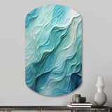 Aqua Blue And White Serenity Swirl I - Asymmetric Metal Wall Art