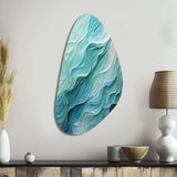 Aqua Blue And White Serenity Swirl I - Asymmetric Metal Wall Art