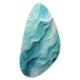 Aqua Blue And White Serenity Swirl I - Asymmetric Metal Wall Art