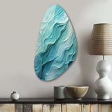 Aqua Blue And White Serenity Swirl I - Asymmetric Metal Wall Art