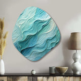 Aqua Blue And White Serenity Swirl I - Asymmetric Metal Wall Art