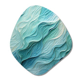 Aqua Blue And White Serenity Swirl I - Asymmetric Metal Wall Art