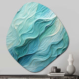 Aqua Blue And White Serenity Swirl I - Asymmetric Metal Wall Art