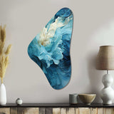 Aqua Blue And White Serenity Swirl III - Asymmetric Metal Wall Art