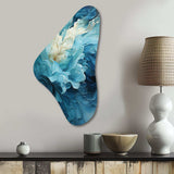 Aqua Blue And White Serenity Swirl III - Asymmetric Metal Wall Art