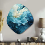 Aqua Blue And White Serenity Swirl III - Asymmetric Metal Wall Art