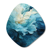 Aqua Blue And White Serenity Swirl III - Asymmetric Metal Wall Art