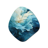 Aqua Blue And White Serenity Swirl III - Asymmetric Metal Wall Art