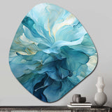 Aqua Blue And White Serenity Swirl IV - Asymmetric Metal Wall Art