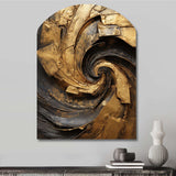 Gold Black Timeless Turn IV - Asymmetric Metal Wall Art