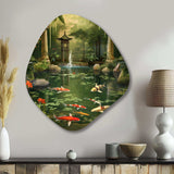 Bamboo And Koi Pond Showcase I - Asymmetric Metal Wall Art