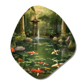 Bamboo And Koi Pond Showcase I - Asymmetric Metal Wall Art