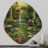 Bamboo And Koi Pond Showcase I - Asymmetric Metal Wall Art